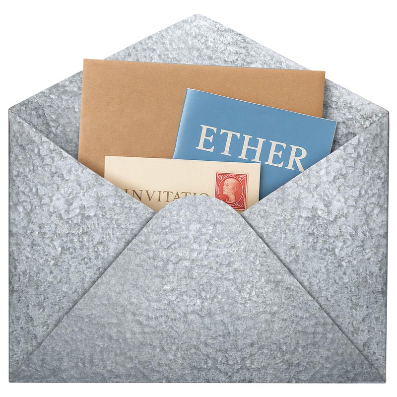 Everydecor Galvanized Metal Envelope for Wall Hanging - Mail Holder Decor Piece for Indoor and Outdoor Use - Pocket for Storage Regular Mail Postcards Letters Bills - Rustic Style Metal Wall Art - Image 5
